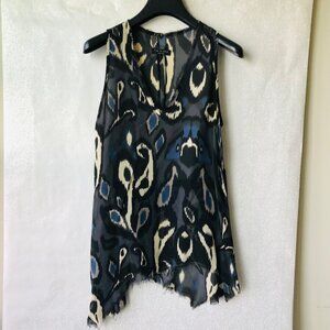 Rag & Bone NY 100% Silk Sleeveless Blouse Ivory Black  Top EUC Women's Size : XS